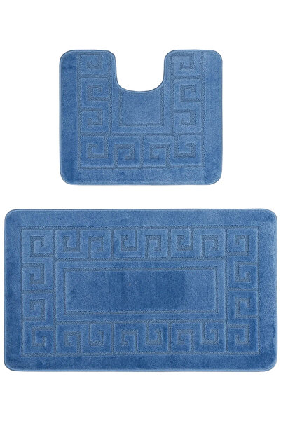 ETHNIC Set 2 Covorase Baie Model 2509, Albastru, Antiderapant, Antialergic, Polipropilena