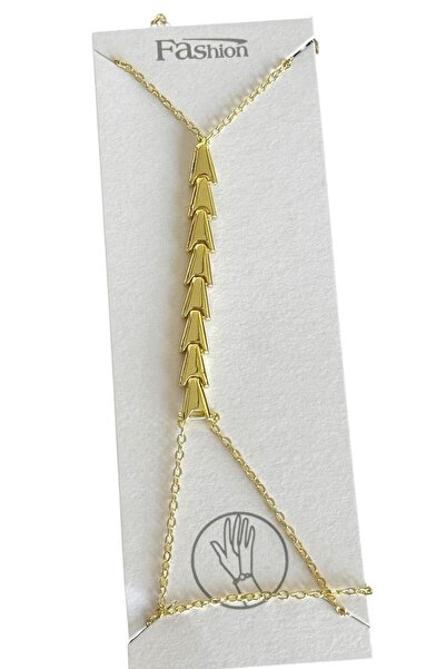 TAKIŞTIR Gold Color Herringbone Detailed Şahmeran