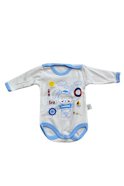 OEM Body bebe din bumbac cu mânecă lungă și imprimeu marin „Sea Time”