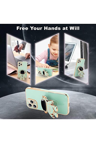 Flippy Προστατευτική θήκη TPU 2 σε 1, Flippy, για Apple iPhone 15 Pro Max, Υποστήριξη αστροναυτών, Ανθεκτική σε κραδασμούς, Πράσινη