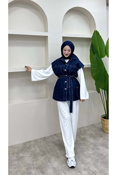 lurex moda Double Pocket Denim Vest