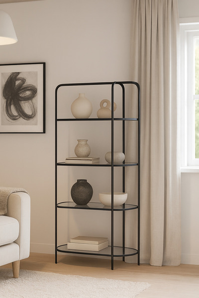 DEKOPRATİK Likya Kitaplık Şeffaf Temperli Kırılmaz Camlı