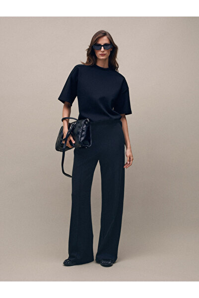 Dilvin 71925 Beli Lastikli Bol Pantolon-Siyah