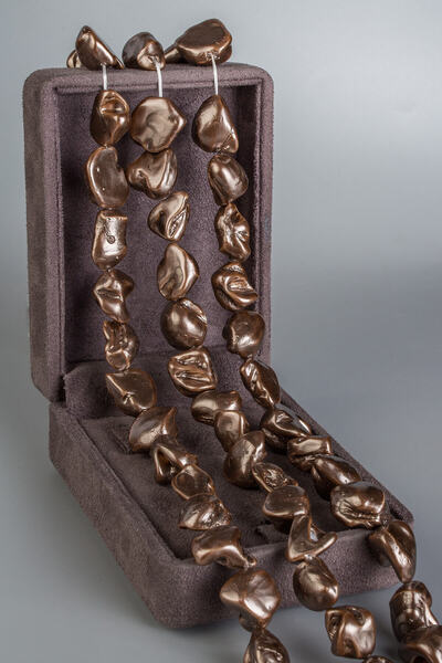 Uçar Doğaltaş İnci Doğal Taş Bronz Amorf Kesim 14x18mm Dizi [AB+]