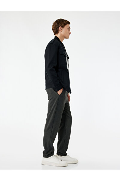 Koton Viskon Karışımlı Cep Detaylı Dokulu Beli Bağcıklı Pantolon