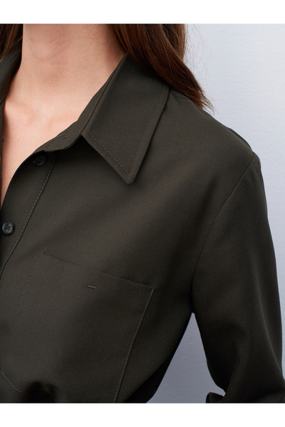 Dilvin 50518 Belted Shirt-Khaki