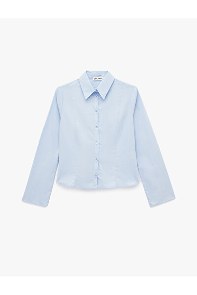 Koton Cămașă din bumbac cu mânecă lungă, slim fit, cu nasturi, cu guler clasic