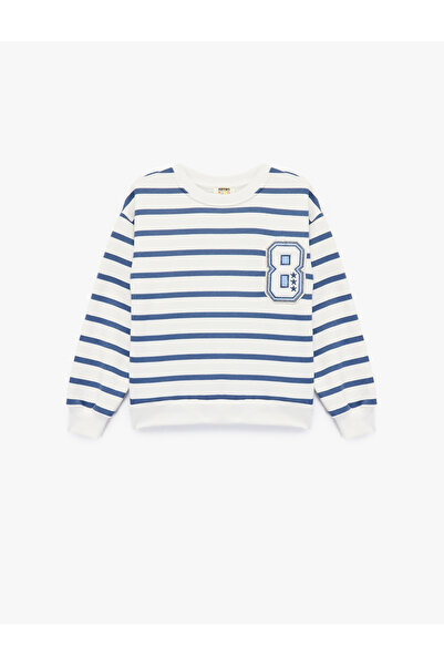 Koton Hanorac alb cu dungi albastre pentru fetiță 6Wkg10070Ak