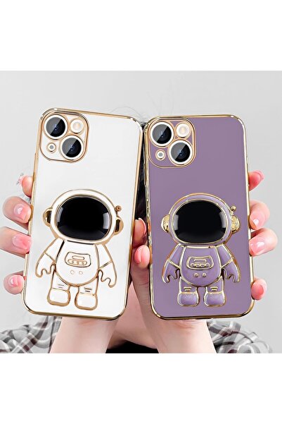 Flippy 2in1 TPU Protective Case, Flippy, for Apple iPhone 15, Astronaut with Stand, Shockproof, Purple