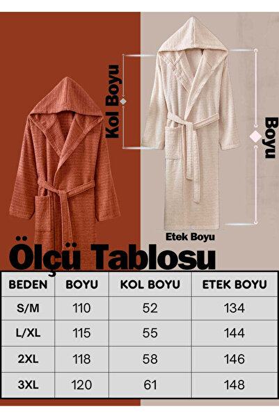 INTER Z Doğa Set of 2 Tile Beige Hooded Bathrobe