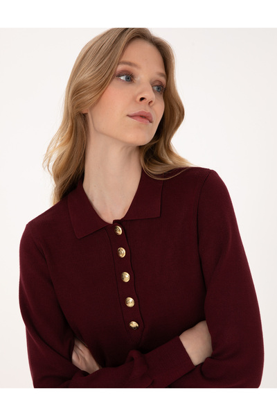 Pierre Cardin Vişne Slim Fit Polo Yaka Kazak 50310918-VR223