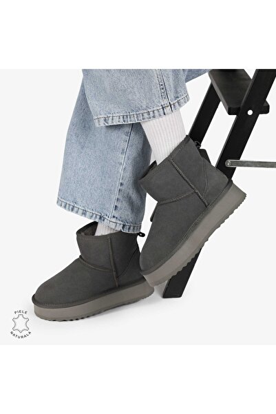 ANGEL BLUE WOMEN'S BOOTS made of GENUINE SUEDE LEATHER CRL08931 Grey