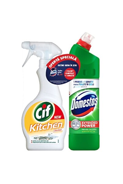 Cif Pachet de curățare Domestos Pine 750 ml + spray de bucătărie 500 ml