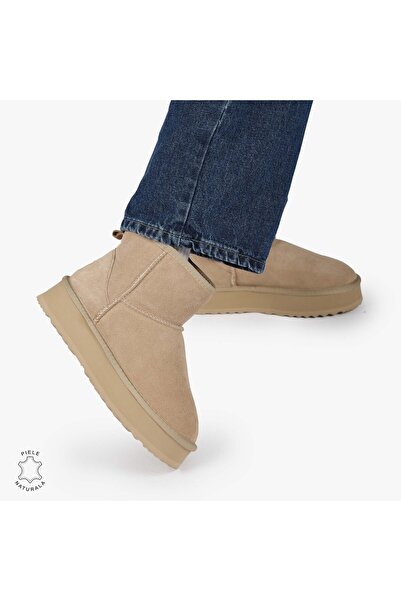 ANGEL BLUE WOMEN'S BOOTS made of GENUINE SUEDE LEATHER CRL08931 Beige