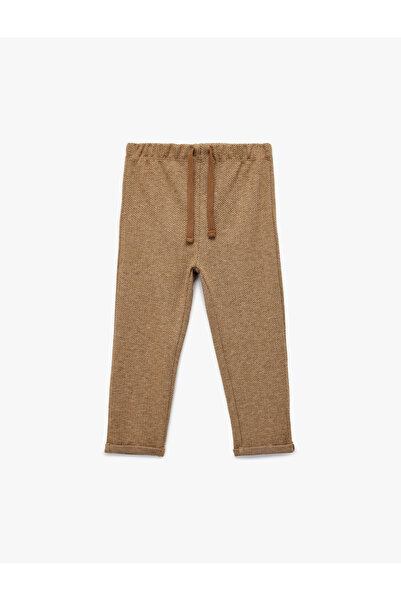 Koton Patterned Viscose Blend Trousers with Lace-Up Waist