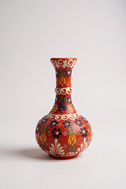 STORESZA El Yapımı Dantel İşçiliği 15Cm Çiçek Motifli Gözyaşı Çini Vazo