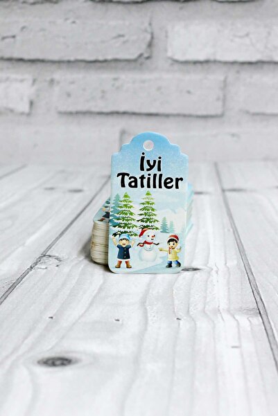 Vice İyi Tatiller Baskılı Etiket ( 50 Adet ) Kış temalı tatil etiketi (3,5 X 7 cm)