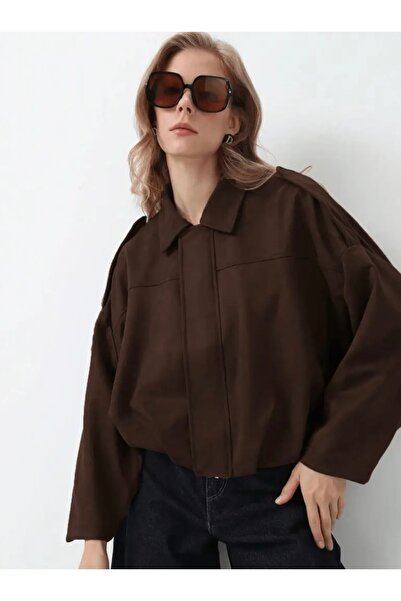 çerme Μπουφάν Bomber με επένδυση από καφέ σουέντ