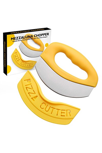 Flippy Flippy Pizza Cutter, With Silicone Blade Guard, Stainless Steel, 15.5 cm, Yellow