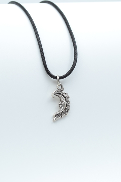 ıdr Minimal Ay Dede Gümüş Kaplama Deri İp Kolye