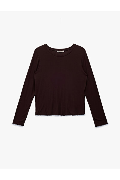 Koton Crew Neck Long Sleeve Viscose Pajama Top