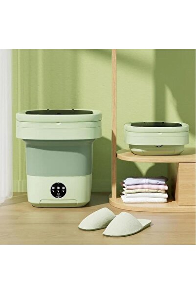 MACVI ® portable and foldable washing machine, 6.5L, spin function, 3 wash programs, compact, green.