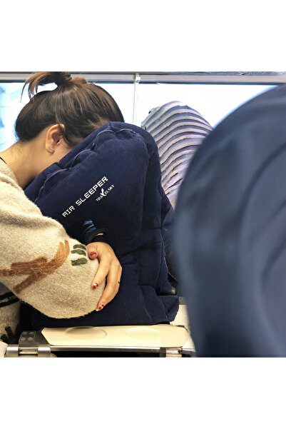 Destello Pernă de călătorie gonflabilă - Suport ergonomic pentru gât, compactă și moale, albastră