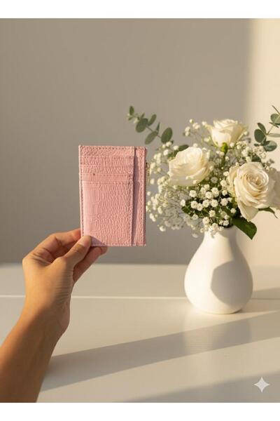 mirakuş Pink Crocodile Pattern Card Holder Wallet
