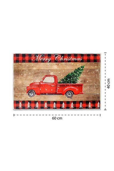 Aden Yılbaşı Kapı Paspası Kaymaz Dokuma Taban | Christmas Desenli Kapı Önü Paspası | BER0459