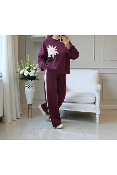 GLAMSI Elegant viscose outfit with large flower and crystal detail