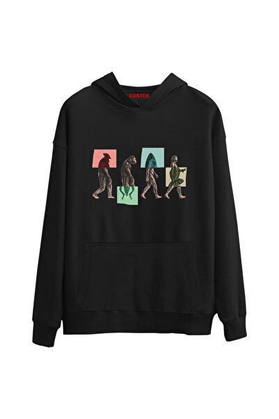 Açık Garaj Evolutionary Trace Design 3 Thread Sha Fleece-Lined a Hooded Nisex, Women, Men Hoodie