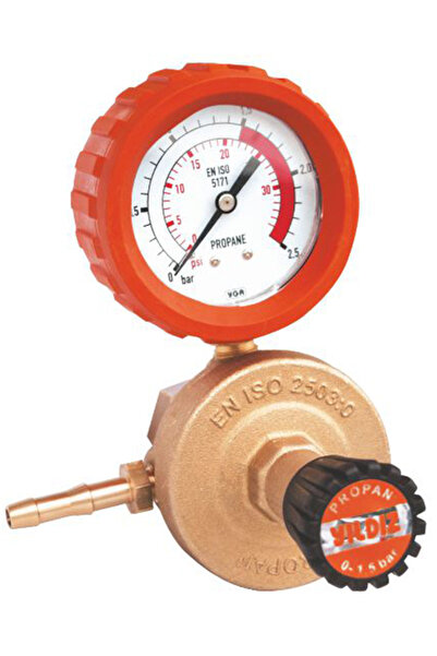 YILDIZ Propane butane pressure reducer – 51s pressure gauge 25/1.5 bar (for small cylinder)
