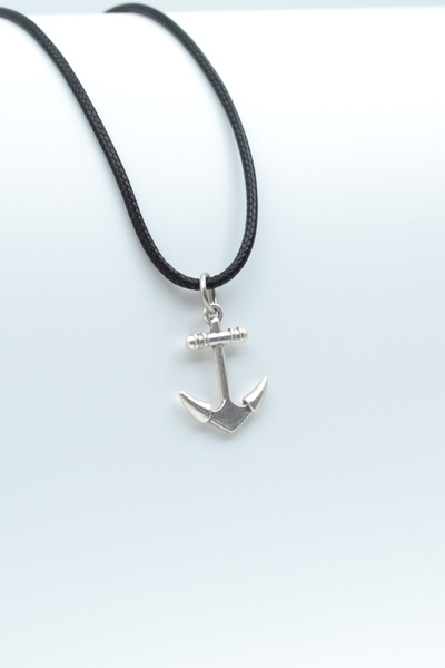 ıdr Minimal Çapa Gümüş Kaplama Deri İp Kolye