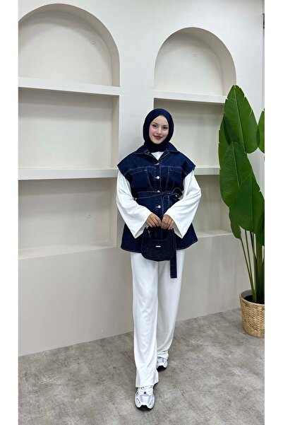 lurex moda Double Pocket Denim Vest