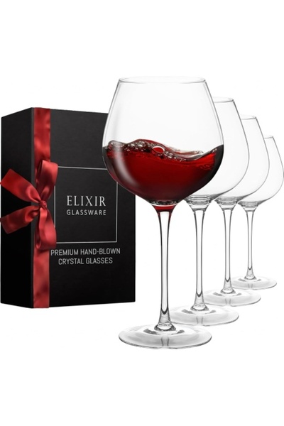 Elixir Glassware Set de 4 pahare Premium, Cristal, cu picior, 650 ml, pentru ...