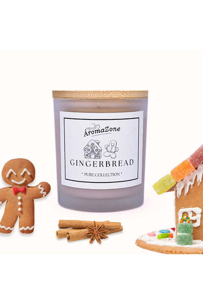 AromaZone Lumânare GINGERBREAD din ceară de soia și cocos, Handmade – 220g, t...