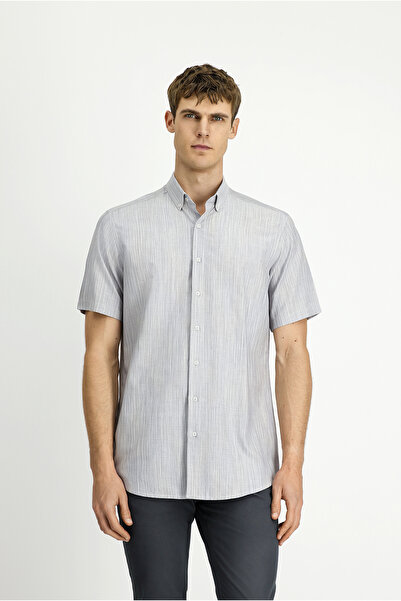 Kiğılı Short Sleeve Regular Fit Patterned Sports Button Collar Cotton Shirt