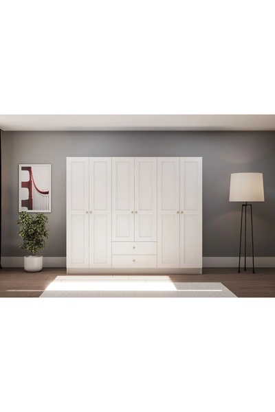 AVVİO GARDIROP, 6 KAPAKLI, 2 ÇEKMECELİ, 210X50X210 CM