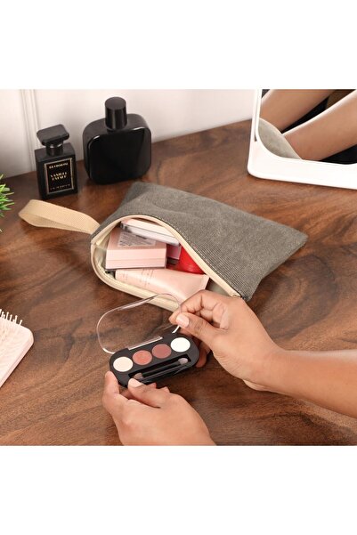 Belle Vous Set of 3 organization bags,zipper, various sizes, for travel, makeup, supplies, Polyester, Green