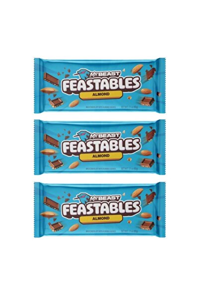Feastables MrBeast Almond Chocolate 60 gr (3’lü Paket – Bademli Çikolata Bar)