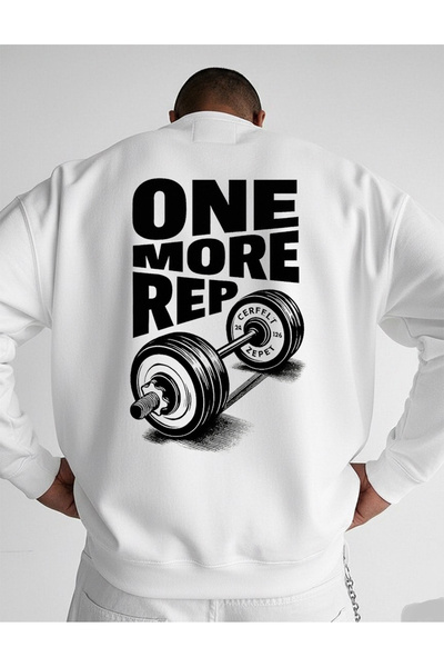 LORVEX Muška Oversize kroj okrugla kragna bela majica ONE MORE Štampano