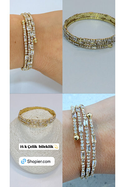 Gold çoklu taşlı bileklik moda trend