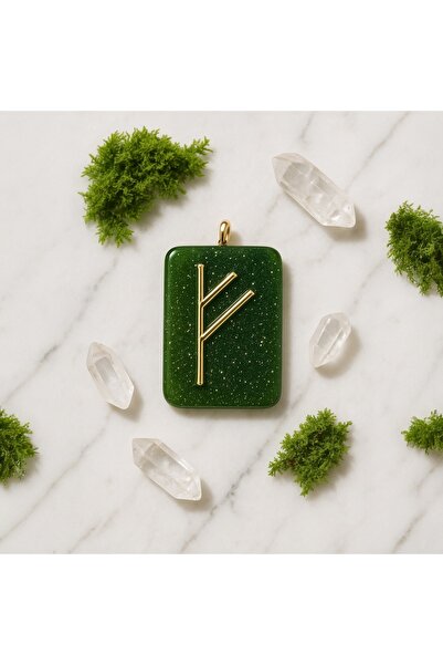 SCULTORE Fehu Rune Kolye – Bereket ve Zenginlik Sembolü | El Yapımı Reçine Kolye Ucu