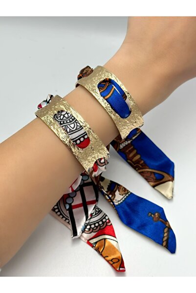 MyladyAccessoriess Dövme Plaka Detay Fular Kelepçe Mavi