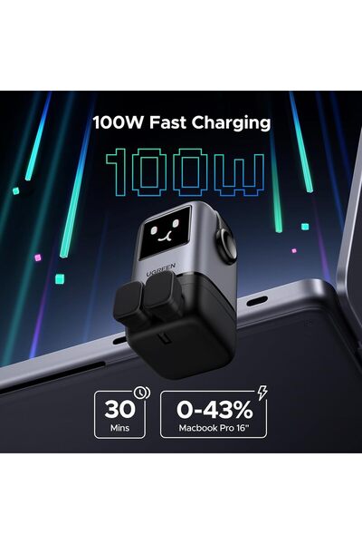 Generic UGREEN UNO 100W Type C Charger 4-Port Nexode GaN with LED Display - Black