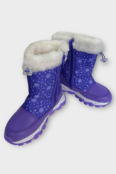 Liger Su İtici Ayarlı Bağcıklı Kürklü Kız Çocuk Botu Lila