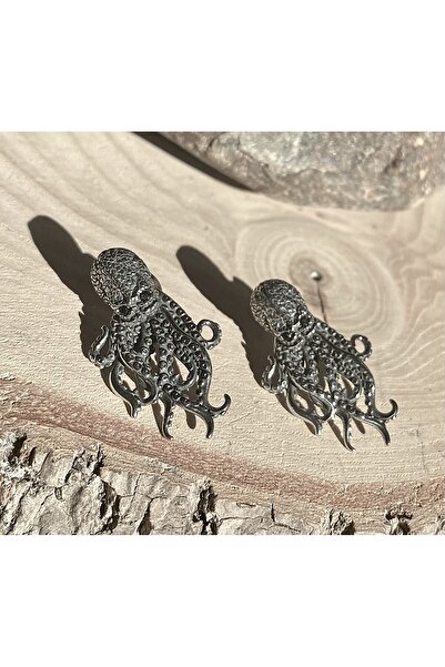 Viking Octopus Design Nail Model Dangle 316L Stainless Tarnish-Free Steel Earrings Pair