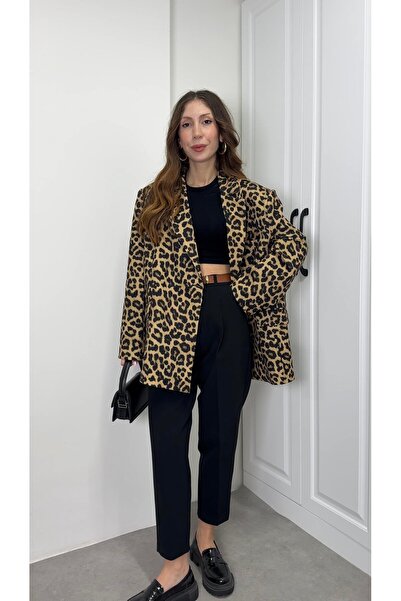 ALVOR Leopard Print Blazer Lined Jacket
