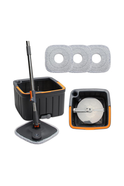 Generic Spin Mop and Bucket Set with 3 macrofibre Replaceable Mop Pads