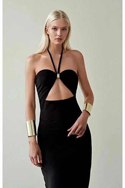 Buklemoda Imported Modal Fabric L Stretch Fabric Accessory Detail Dress